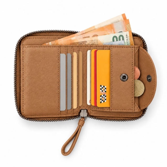 Preview: MIDI ZIP WALLET TAN Geldbörse